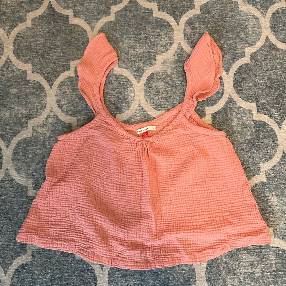 Marine Layer Jude Flutter Sleeve Tank Top Rosette Pink Basic
